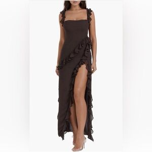 HOUSE OF CB 'Ariela' Expresso Ruffle Maxi Dress